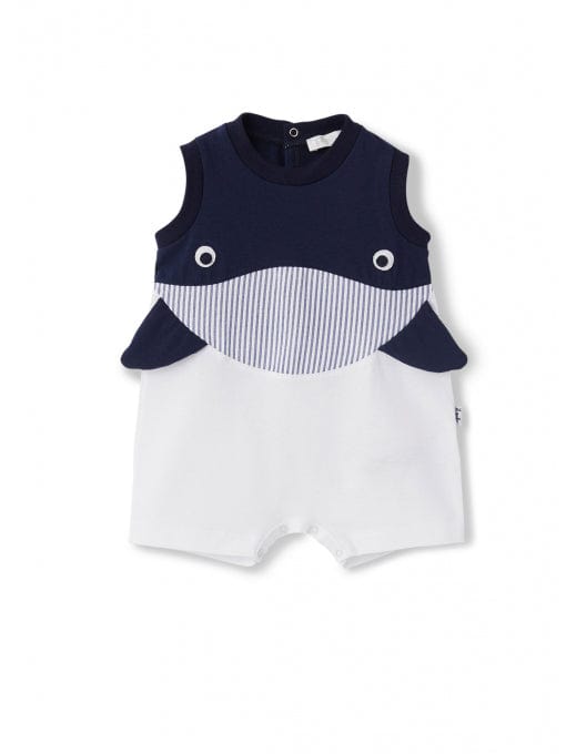 Il Gufo One-Pieces Navy whale romper