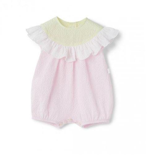 Il Gufo One-Pieces Soft pink and yellow romper