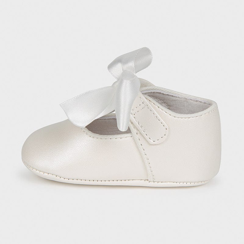 Mayoral Footwear White Mary Jane Shoe with Bow