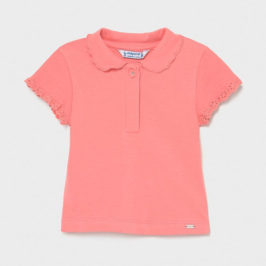Mayoral Tops Flamingo Short Sleeve Polo with Eyelet Detail