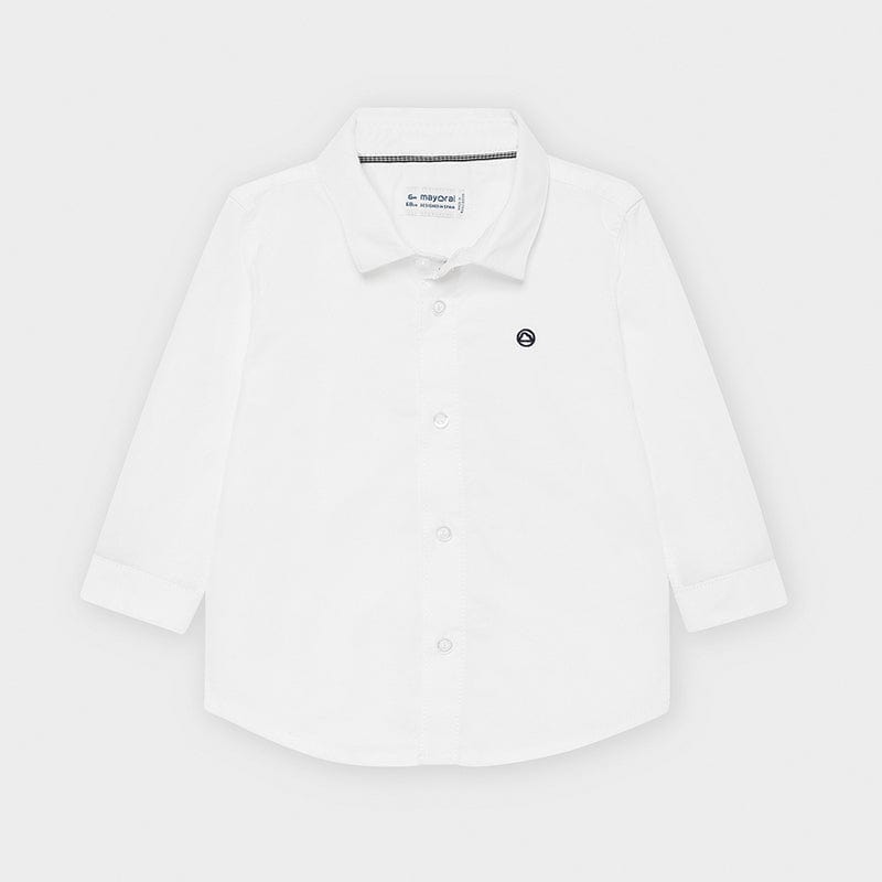 Mayoral Tops White Long Sleeved Oxford Shirt