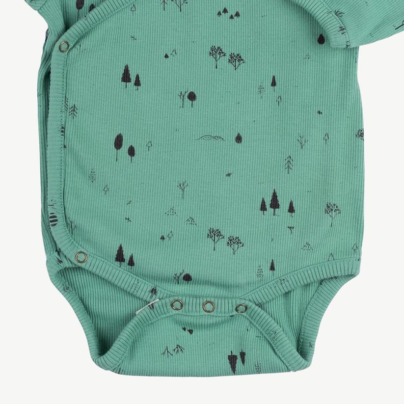 Red Caribou Onesie Rib Onesie - The Woods - Malachite Green