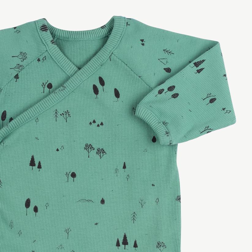 Red Caribou Onesie Rib Onesie - The Woods - Malachite Green