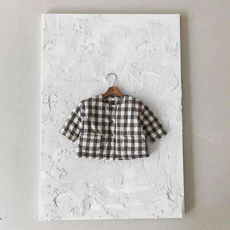 Anggo Outerwear 2T/3T / brown Gingham Quilted Puffer Jacket