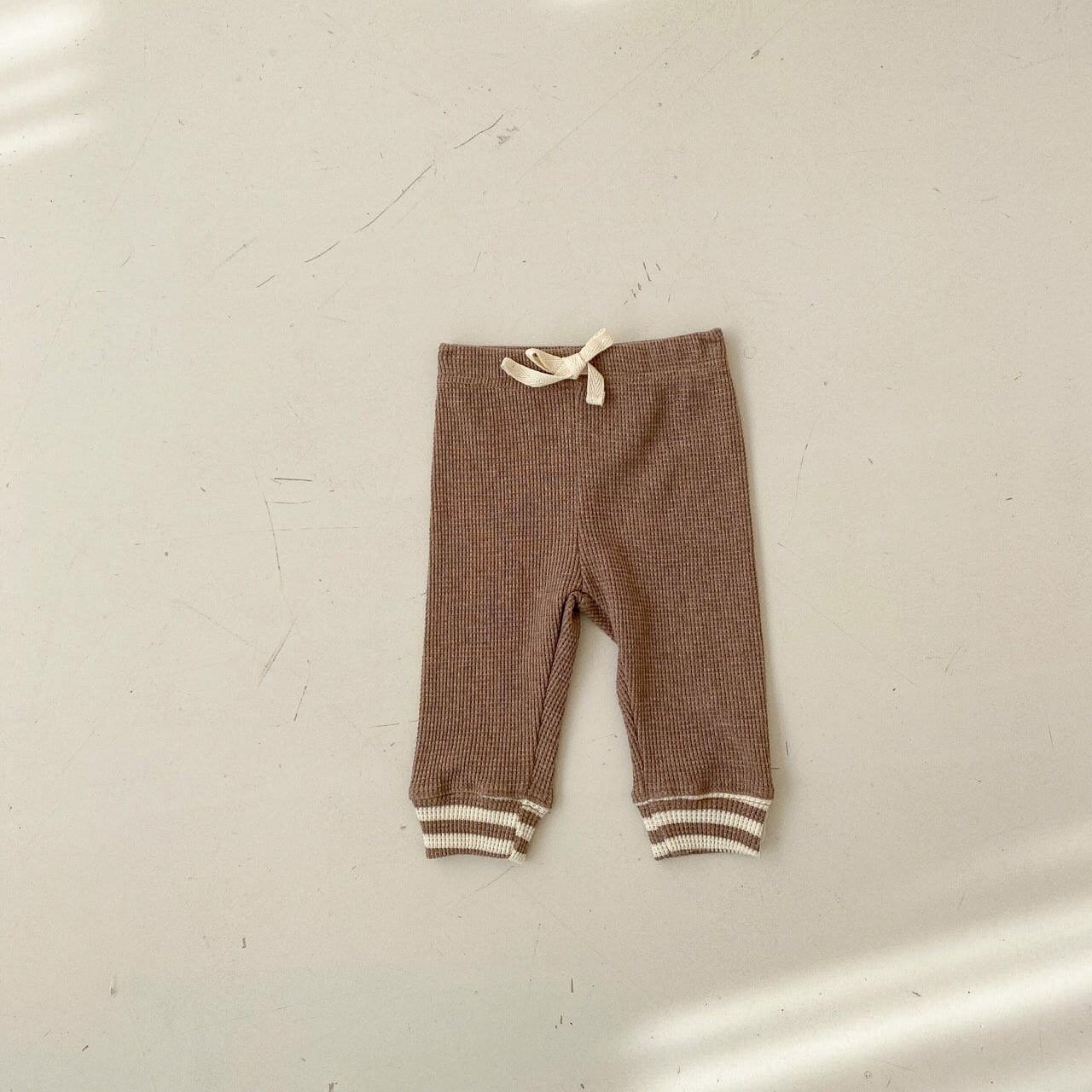 Bebe Holic Bottoms 3-6 months / brown Waffle Solid Leggings