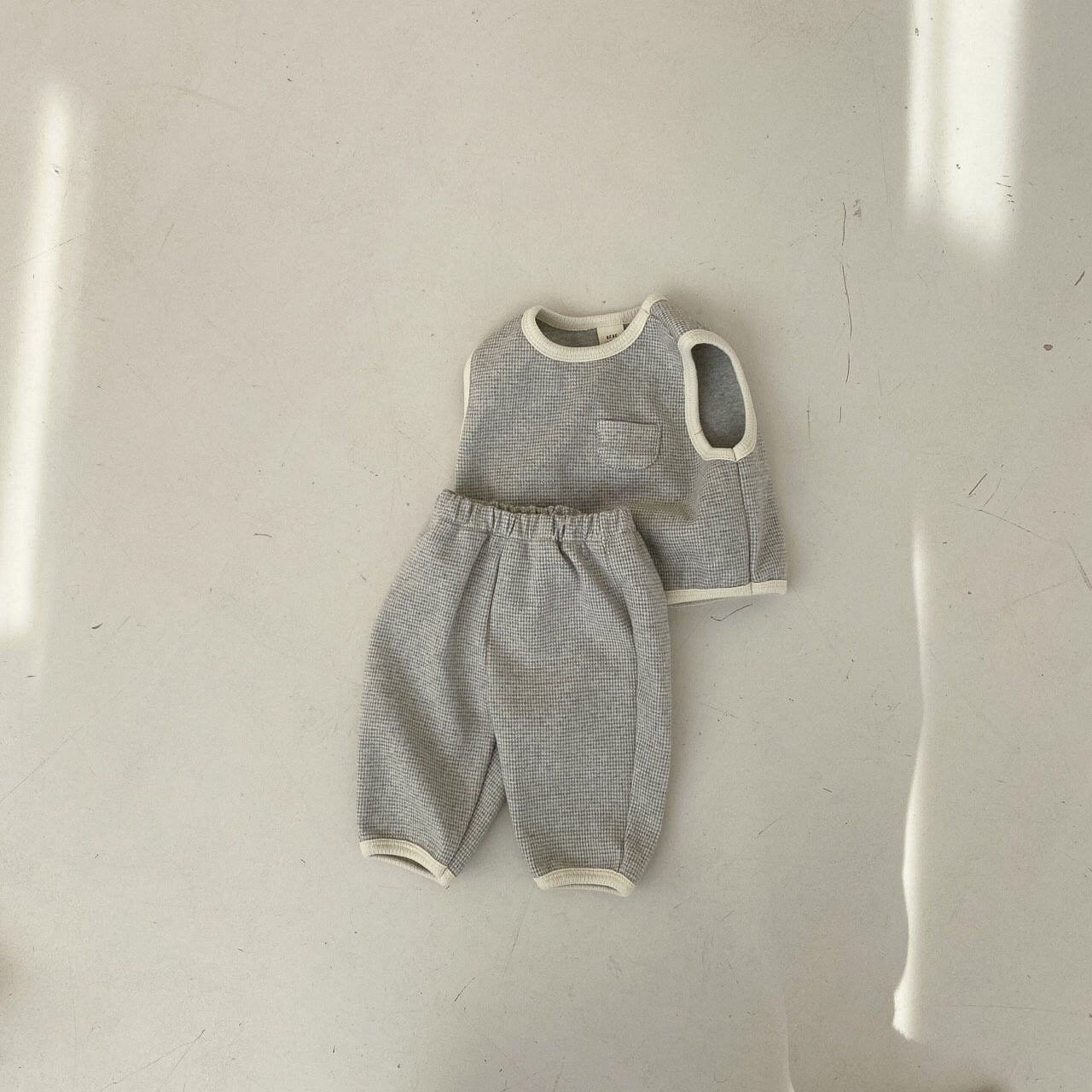 Bebe Holic Tops 3-6 months / gray Mono Vest Slacks Set