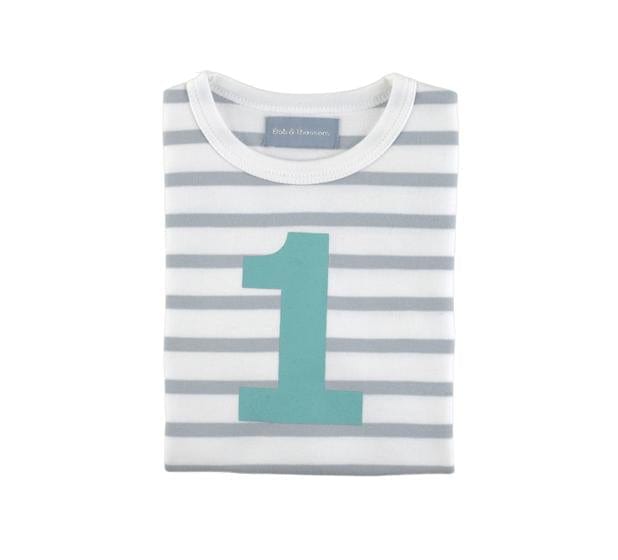 Bob and Blossom Clothing / Tops 1-2 Years Number Grey Striped Tee