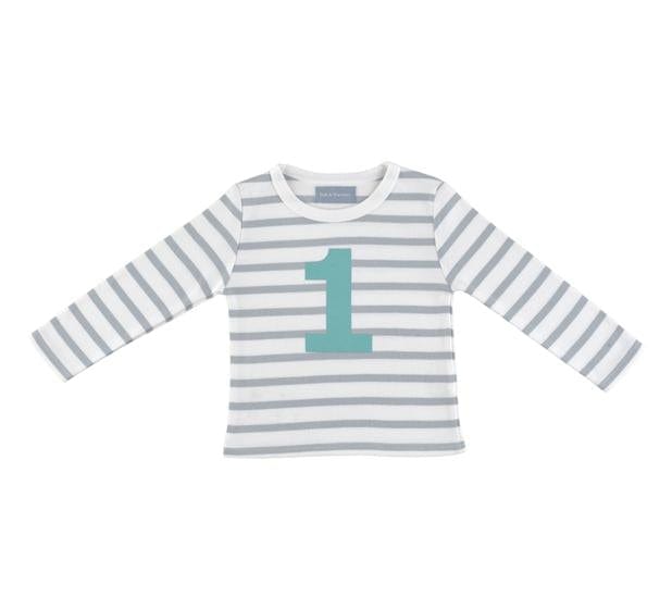 Bob and Blossom Clothing / Tops Number Grey Striped Tee