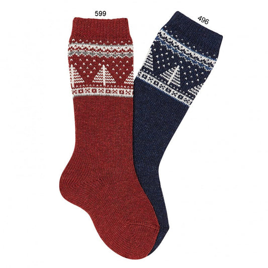 Condor Clothing / Socks 00/6m Fir Tree Border Embroidery Knee-high Warm Socks - Marsala