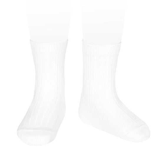 Condor Socks Basic Rib Knit Short Socks - White (Rescues)