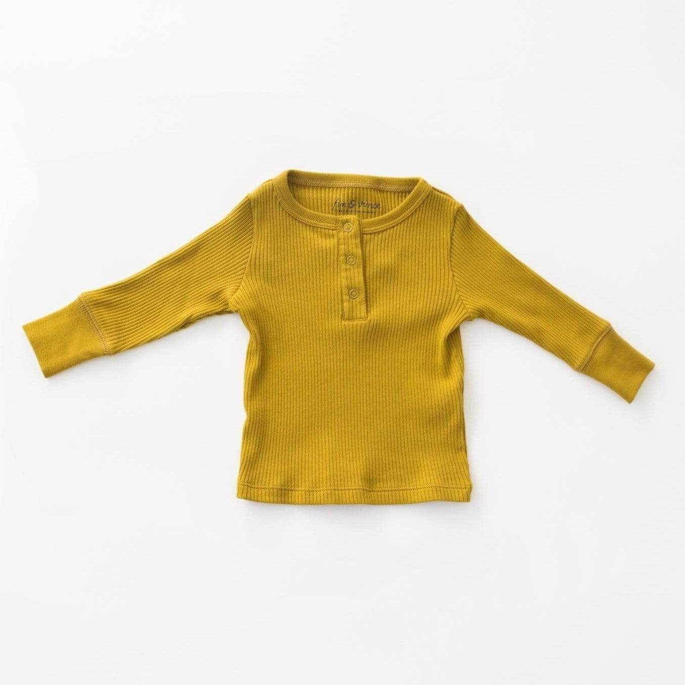 Fin & Vince Top Ribbed Henley - Chartreuse