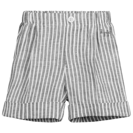 Il Gufo Bottoms Grey striped linen shorts