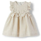 Il Gufo Dresses + Skirts Beige striped linen dress with ruffled sleeves