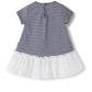 Il Gufo Dresses + Skirts White and blue striped jersey dress with mesh flounce