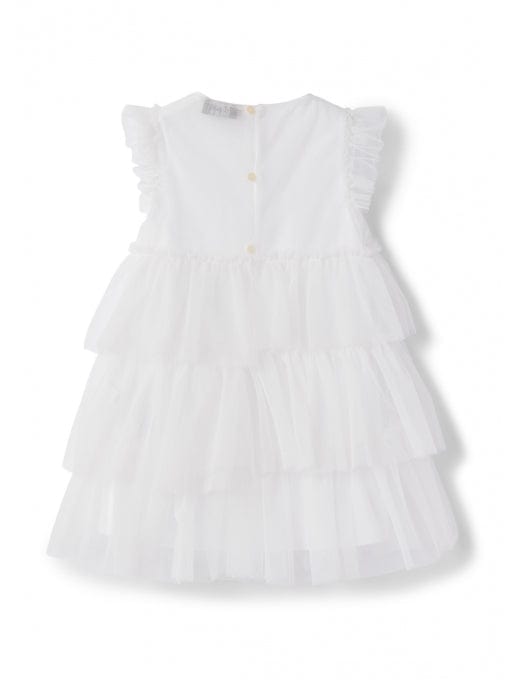 Il Gufo Dresses + Skirts White lined tulle dress with cap sleeves