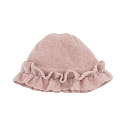 Il Gufo Headwear Pink Fleece Hat with Ruffle Detailing