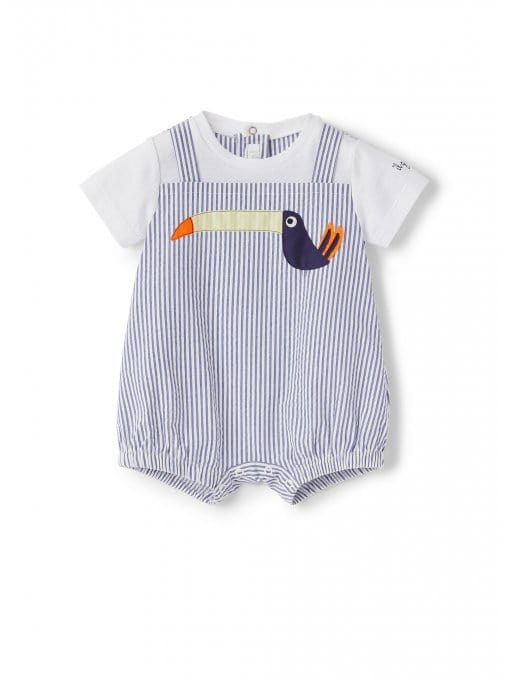 Il Gufo One-Pieces Striped romper with toucan