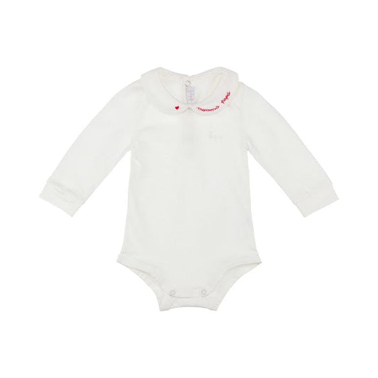 Il Gufo One-Pieces White Long Sleeved Bodysuit with Peter Pan Collar