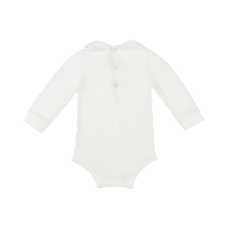 Il Gufo One-Pieces White Long Sleeved Bodysuit with Peter Pan Collar