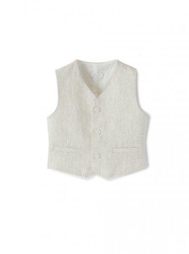 Il Gufo Tops Beige Stripe Linen Vest