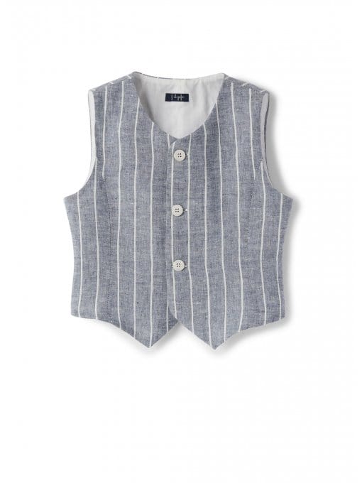 Il Gufo Tops Blue linen vest with white stripes