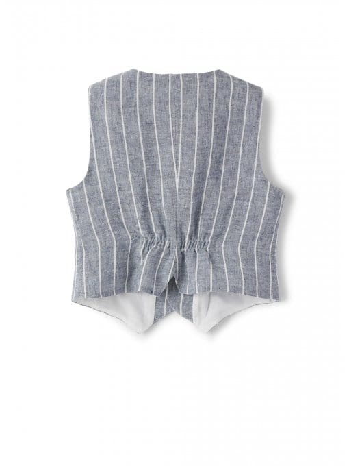 Il Gufo Tops Blue linen vest with white stripes