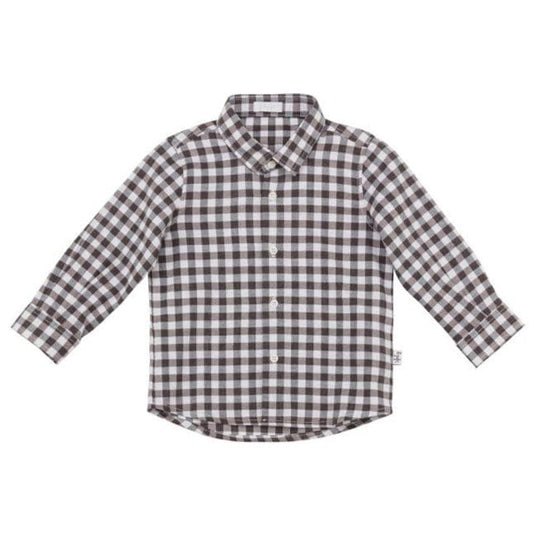 Il Gufo Tops Brown & White Plaid Button-up Shirt