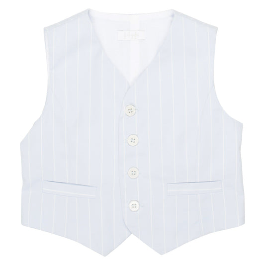 Il Gufo Tops Soft blue pinstriped vest