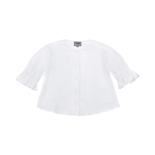 Il Gufo Tops White Cardigan With Elasticated Ruffled Cuffs