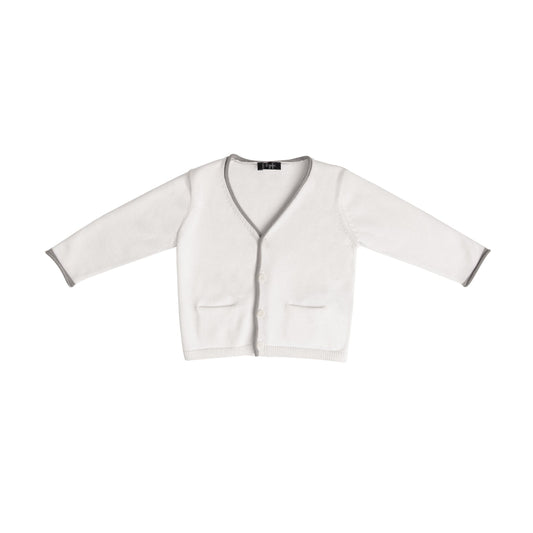 Il Gufo Tops White cardigan with grey trim