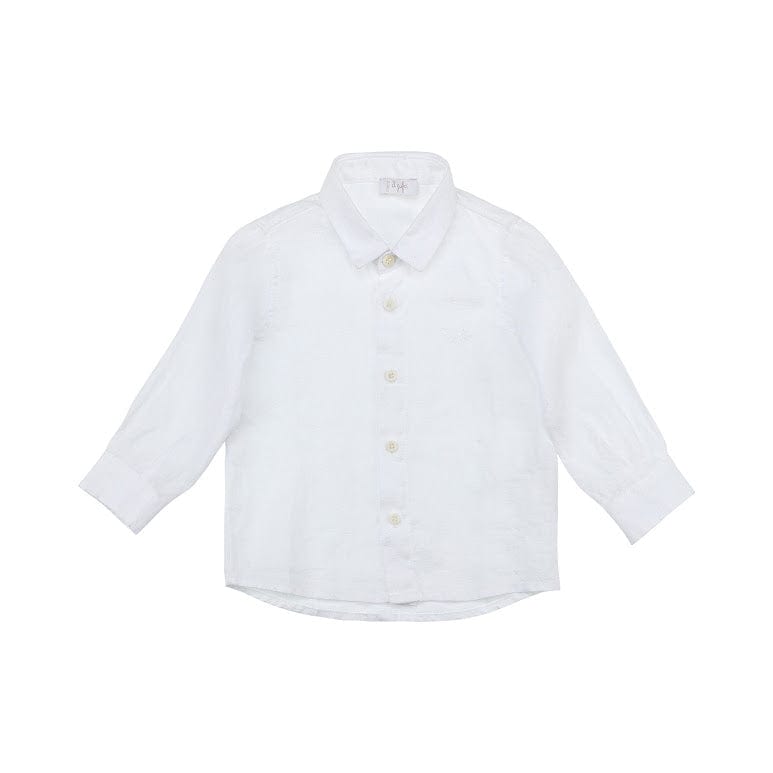 Il Gufo Tops White Linen Button-Down Shirt