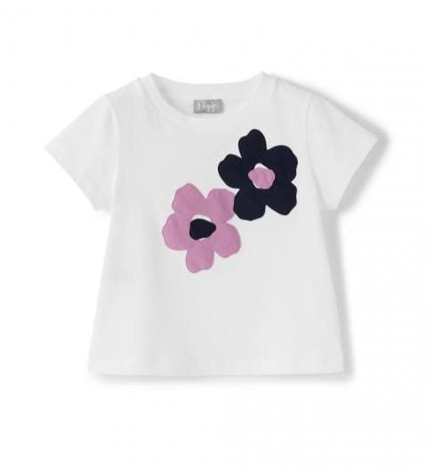 Il Gufo Tops White short sleeve t-shirt with flowers