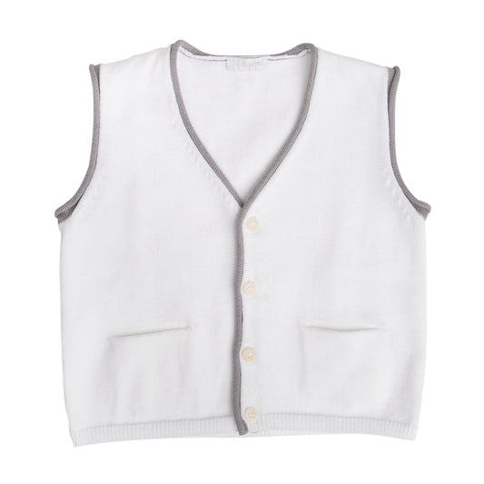 Il Gufo Tops White vest with grey trim