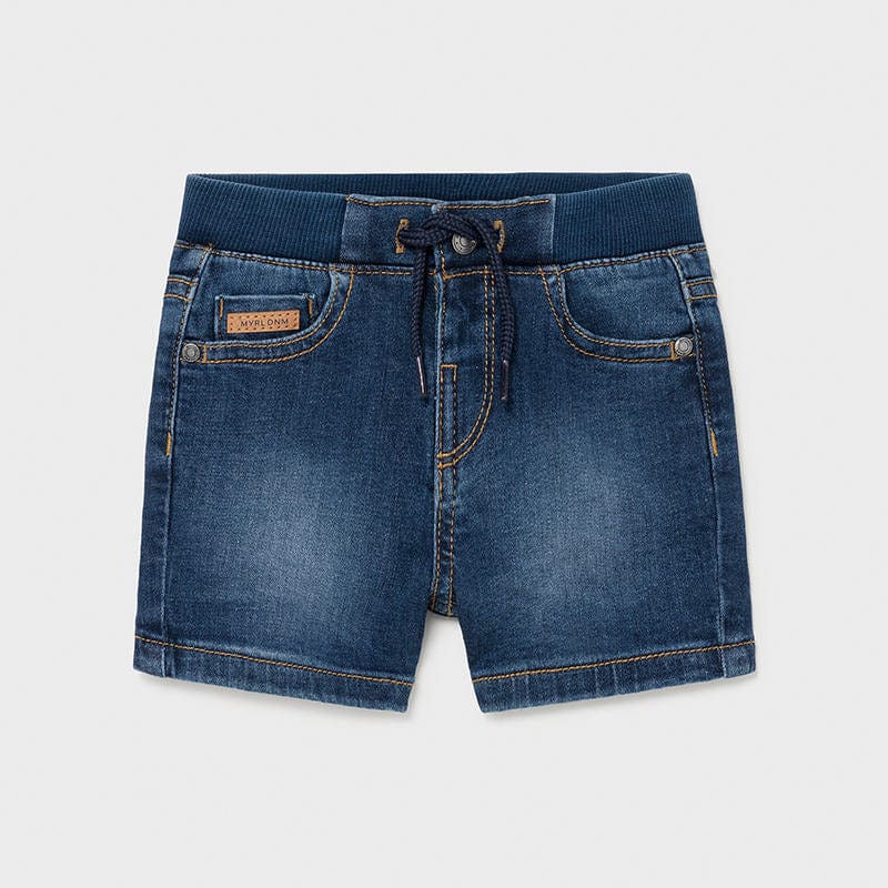 Mayoral Bottoms Denim Pull-on Shorts - Dark Wash