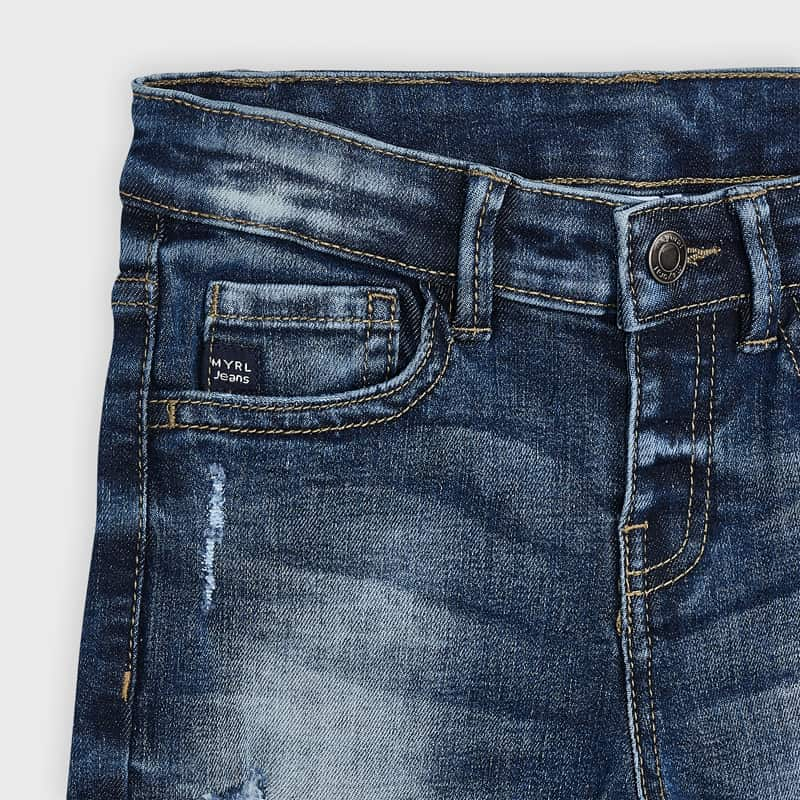 Mayoral Bottoms Loose Fit Denim Jeans with Distressing