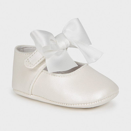 Mayoral Footwear White Mary Jane Shoe with Bow