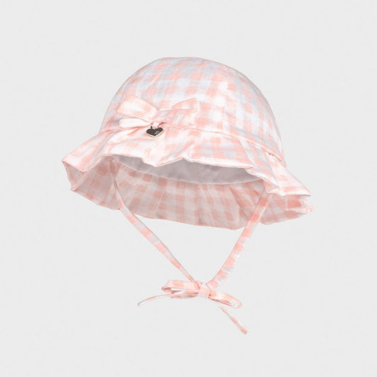 Mayoral Headwear Pink Gingham Ruffle Brim Sunhat