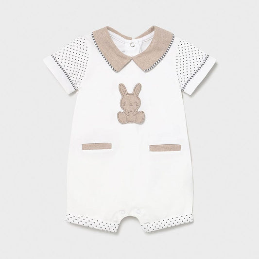 Mayoral One-Pieces White Bunny Collared Shortall