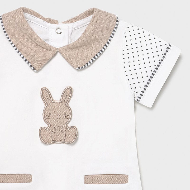 Mayoral One-Pieces White Bunny Collared Shortall