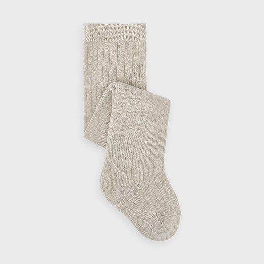 Mayoral Socks + Tights Baby Beige Knit Ribbed Tights