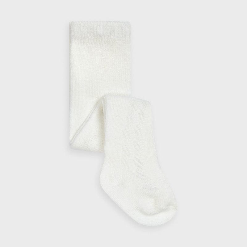 Mayoral Socks + Tights Baby Cream Knit Tights with Openwork Pattern
