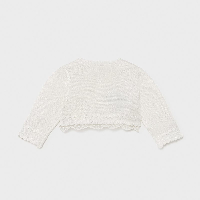 Mayoral Tops Cream Knit Cardigan with Lace