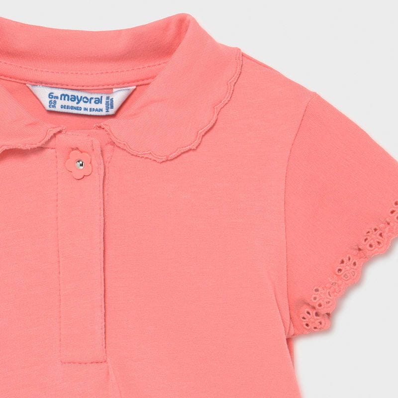 Mayoral Tops Flamingo Short Sleeve Polo with Eyelet Detail