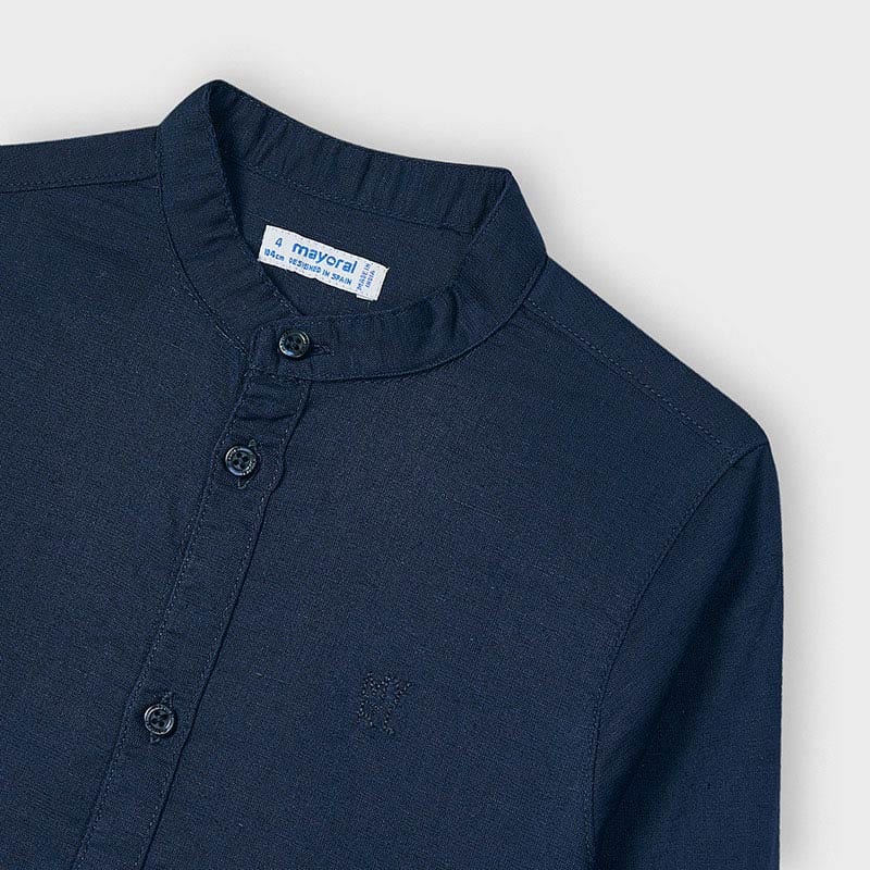 Mayoral Tops Navy Linen Blend Button Down Shirt