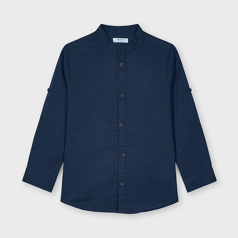 Mayoral Tops Navy Linen Blend Button Down Shirt