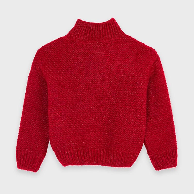 Mayoral Tops Red Shimmer Cable Knit Sweater