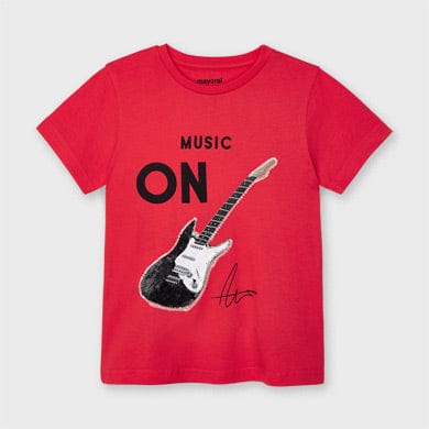 Mayoral Tops Red Short Sleeve Guitar T-shirt