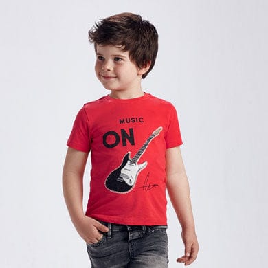 Mayoral Tops Red Short Sleeve Guitar T-shirt