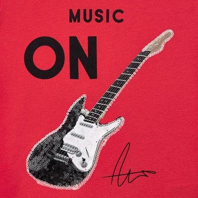 Mayoral Tops Red Short Sleeve Guitar T-shirt