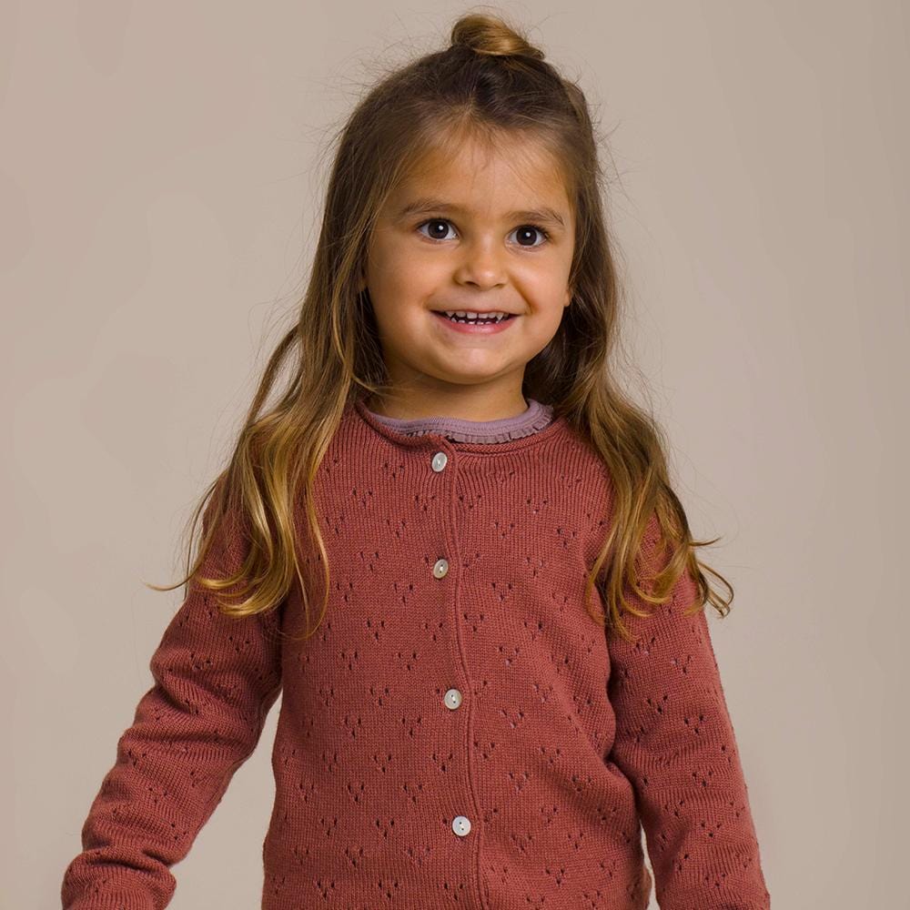 MINI A TURE Cardigan Adelina Baby Cardigan - Cowhide Red